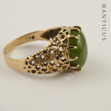 Greenstone Jade and Gold Ring.