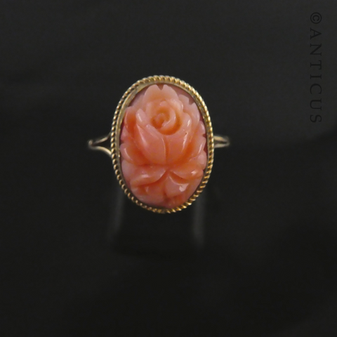Gold and Carved Coral Ring.