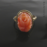Gold and Carved Coral Ring.