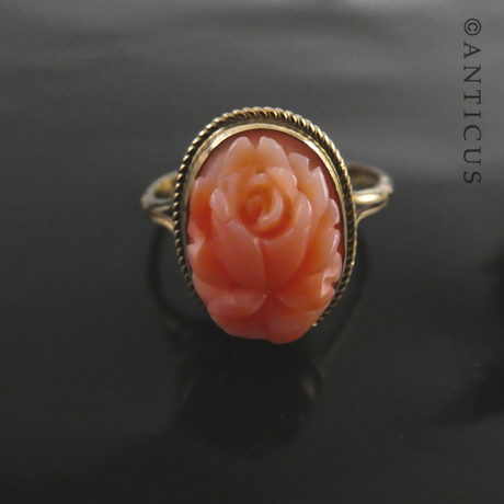 Gold and Carved Coral Ring.