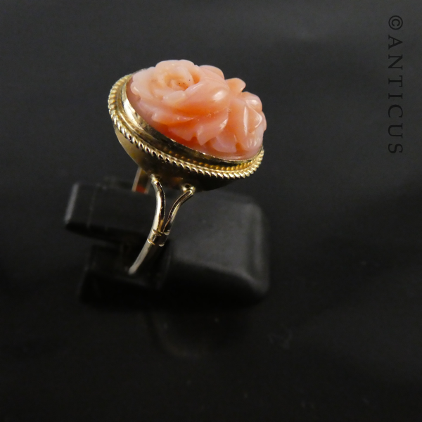 Gold and Carved Coral Ring.