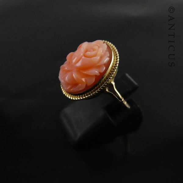 Gold and Carved Coral Ring.