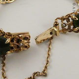 Gold, Greenstone Jade and Seed Pearl Bracelet.