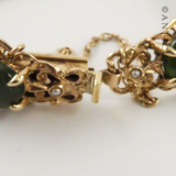 Gold, Greenstone Jade and Seed Pearl Bracelet.