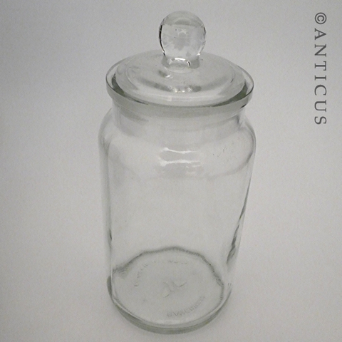 Large Clear Glass Lidded Kitchen Jar.
