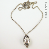 Vintage Silver Scarab Locket and Chain.