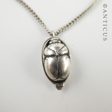 Vintage Silver Scarab Locket and Chain.
