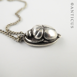 Vintage Silver Scarab Locket and Chain.