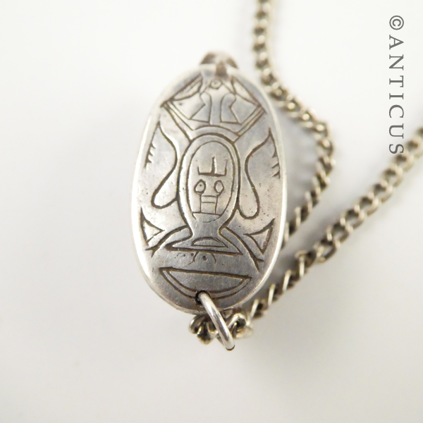 Vintage Silver Scarab Locket and Chain.