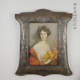 Large Art Nouveau Metal Photo or Picture Frame.