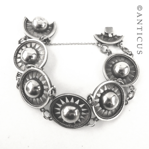 Antique Silver Bracelet, Linked Roundels