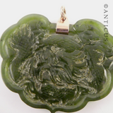 Oriental Jade Pendant with Gold Bale.