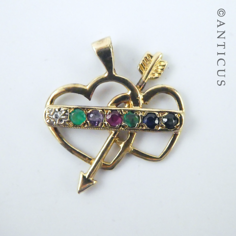 "Dearest" Pendant, Gold and Gemstones.