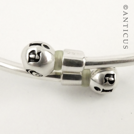 Solid Cuff Charm Bracelet, Silver.