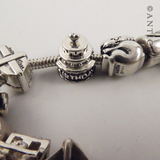 Modern Charm Bracelet, Silver, 17 Charms.