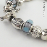 Modern Charm Bracelet, Silver with 12 Charm Beads.