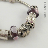 Modern Charm Bracelet, Silver with 12 Charm Beads.