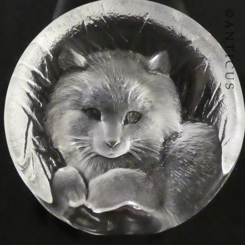Swedish Crystal Cat Paperweight.