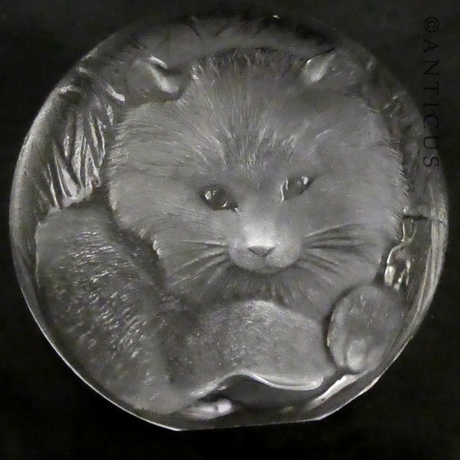 Swedish Crystal Cat Paperweight.