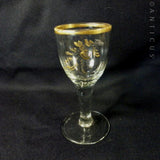 Georgian Small Wine or Cordial Glass, Gold Decorated.