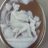 Cameo Brooch, Silver Mount, Cherub and Nymph.