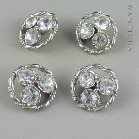Set of Four Vintage Diamanté Buttons.