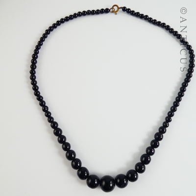 Black Glass Bead Graduated Bead Necklace.