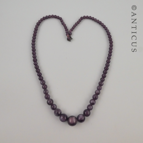 Amethyst-Glass Vintage Bead Necklace.