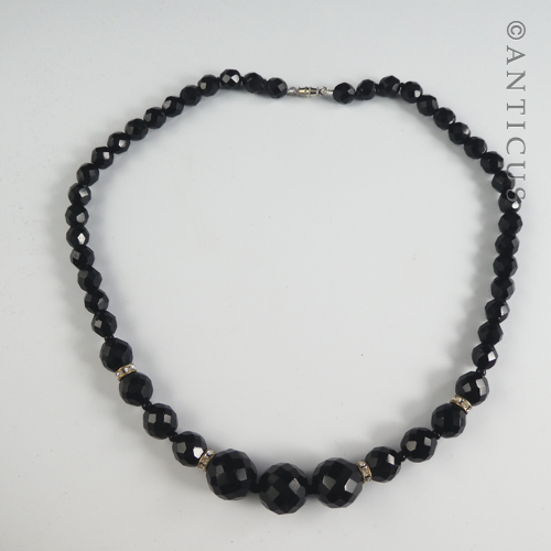 French Jet and Crystal Bead Necklace.