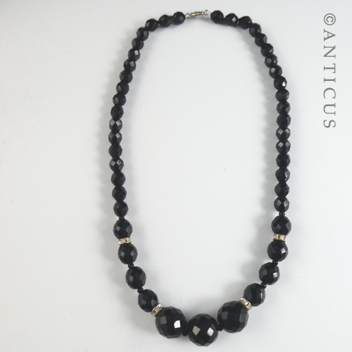 French Jet and Crystal Bead Necklace.