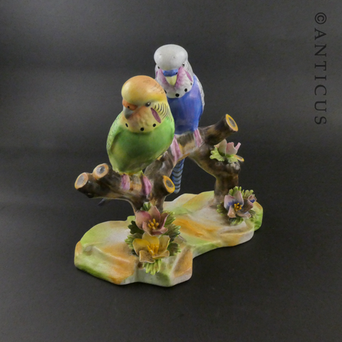 Adderley Budgies Figurine, Bone China.