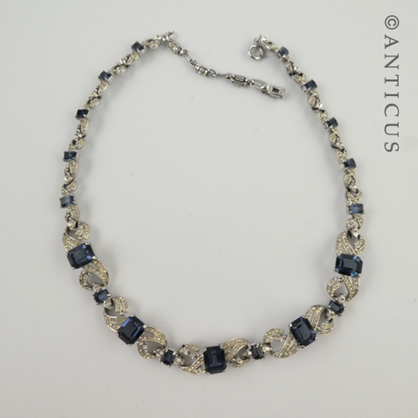 Costume Jewels Sapphire & Diamond Necklace, Bracelet Set.