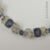 Costume Jewels Sapphire & Diamond Necklace, Bracelet Set.