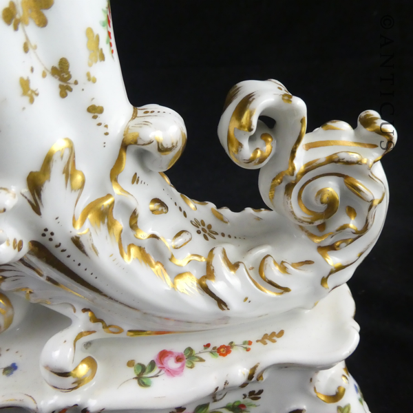 Pair French Porcelain Cornucopia Vases, Jacob Petit.