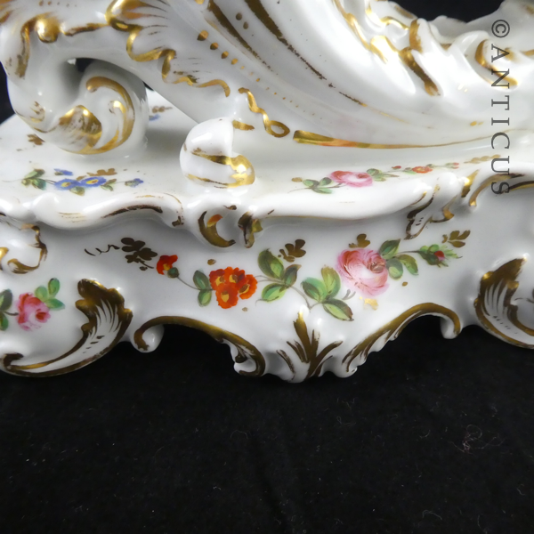 Pair French Porcelain Cornucopia Vases, Jacob Petit.