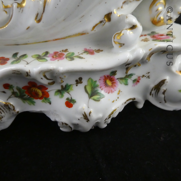 Pair French Porcelain Cornucopia Vases, Jacob Petit.