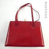 Leather Vintage Handbag, Red Crocodile.