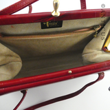 Leather Vintage Handbag, Red Crocodile.