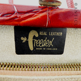 Leather Vintage Handbag, Red Crocodile.
