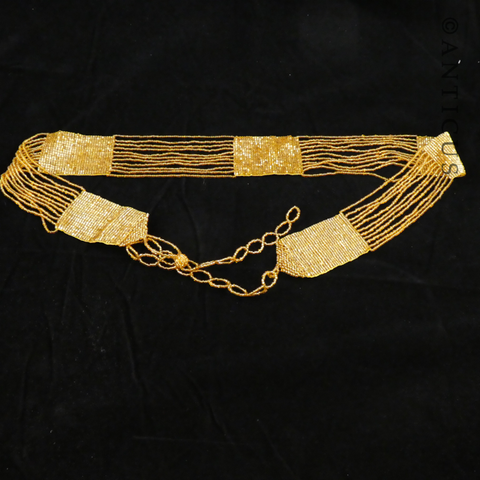 Flapper Belt, Gold Glass Beads.