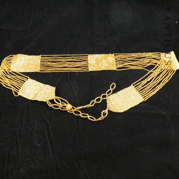 Flapper Belt, Gold Glass Beads.