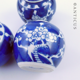 3 Small Ginger Jars, Blue and White.
