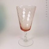 Large Peach Glass Goblet Vase, Retro.