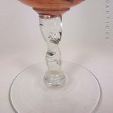Large Peach Glass Goblet Vase, Retro.